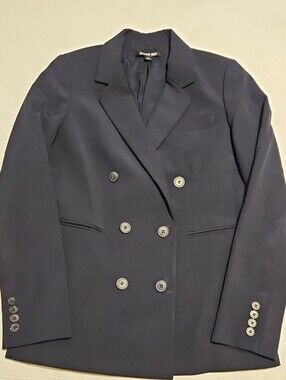 Gianni Bini Double-Breasted Navy Blue Blazer
